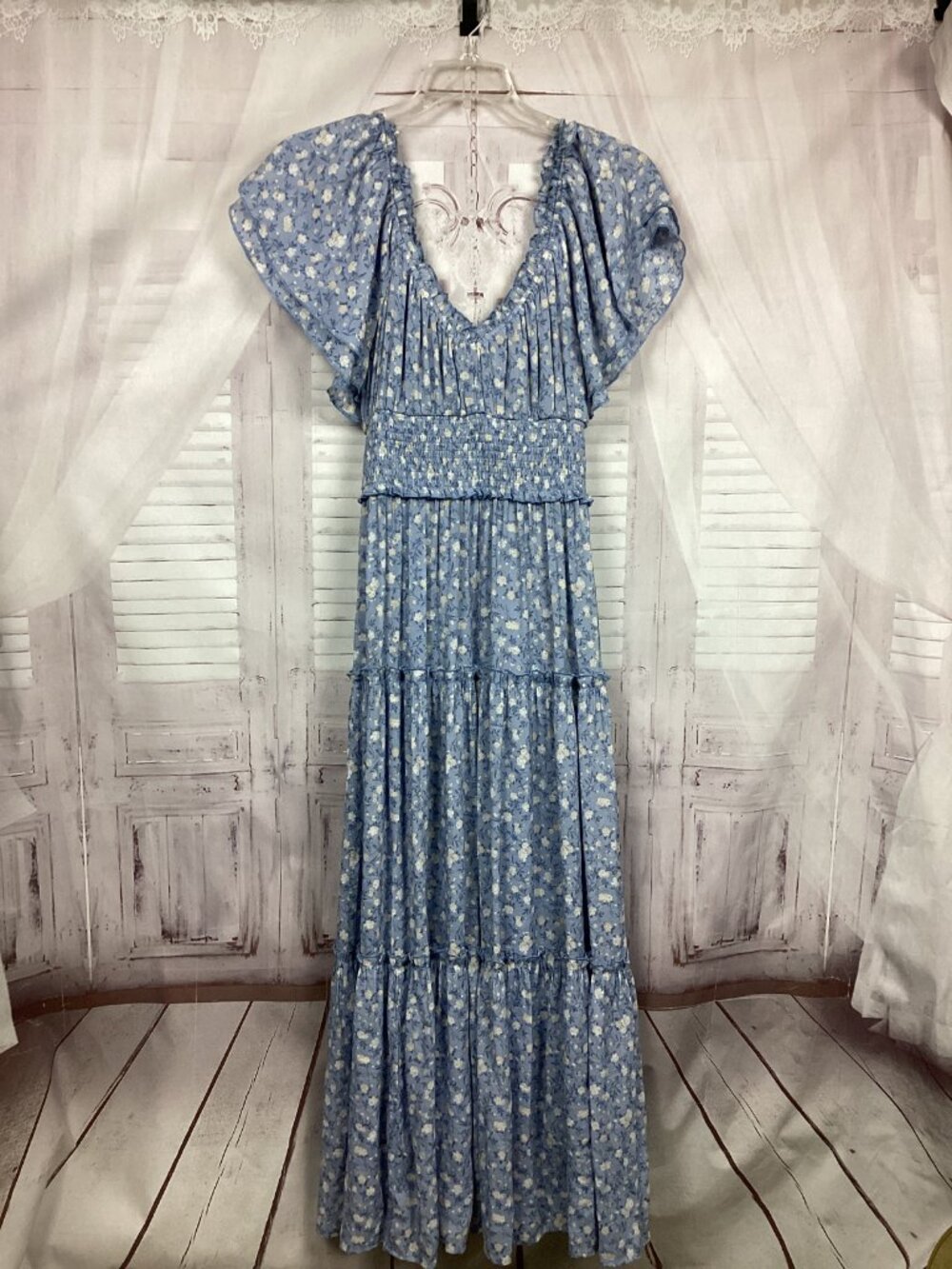 Altered State Blue Floral Maxi Dress L